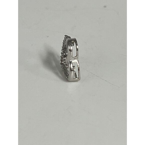 Beautiful 10k White Gold Diamond Open Heart Pendant - Picture 12 of 16
